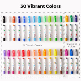 Jar Melo tempera paint sticks ideal for Easter crafts with bright patterns.