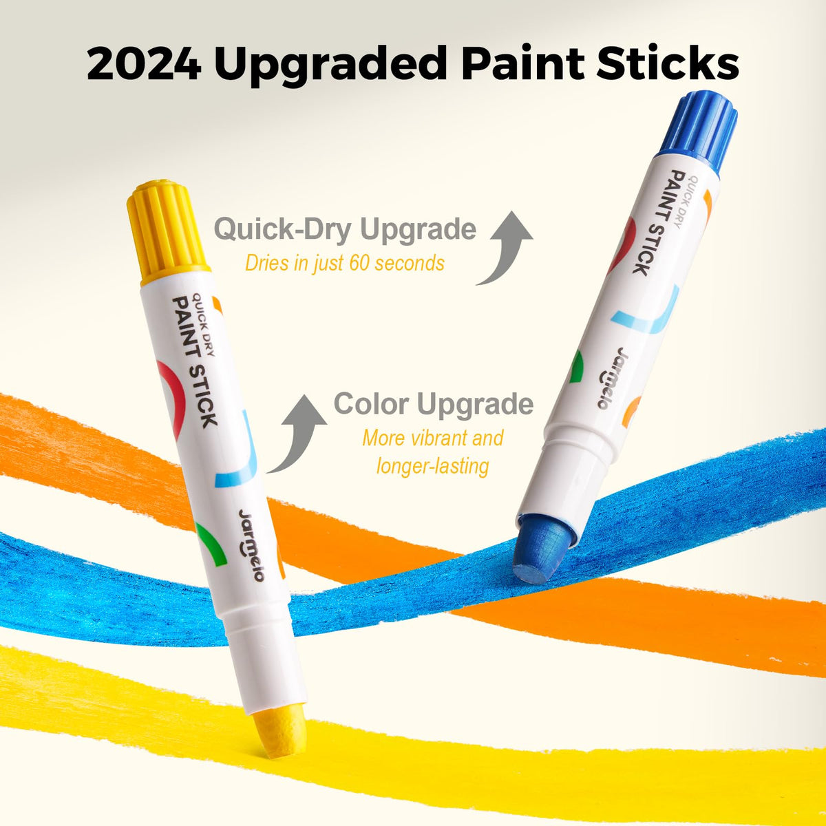 Jar Melo tempera paint sticks vibrant colors for quick-dry art sessions.