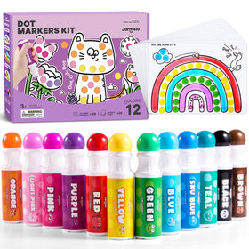 Jar Melo washable dot markers 12 colors for toddlers, easy cleanup.