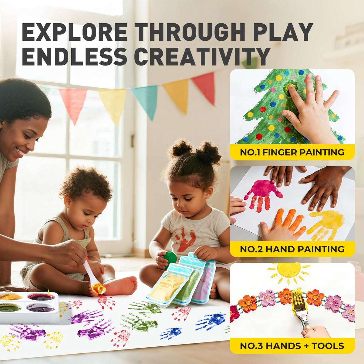 Jar Melo paint easily cleans from skin and surfaces after activity.