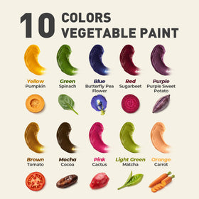 Jar Melo vegetable color palette with natural hues for vibrant, safe art.