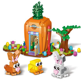 Jarsant Easter Bunny Carrot House Building Set shows a vibrant scene for family bonding and play.