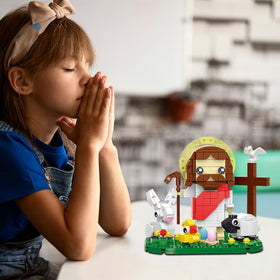 Jarsant Jesus Building Block Set features playful sheep and rabbits