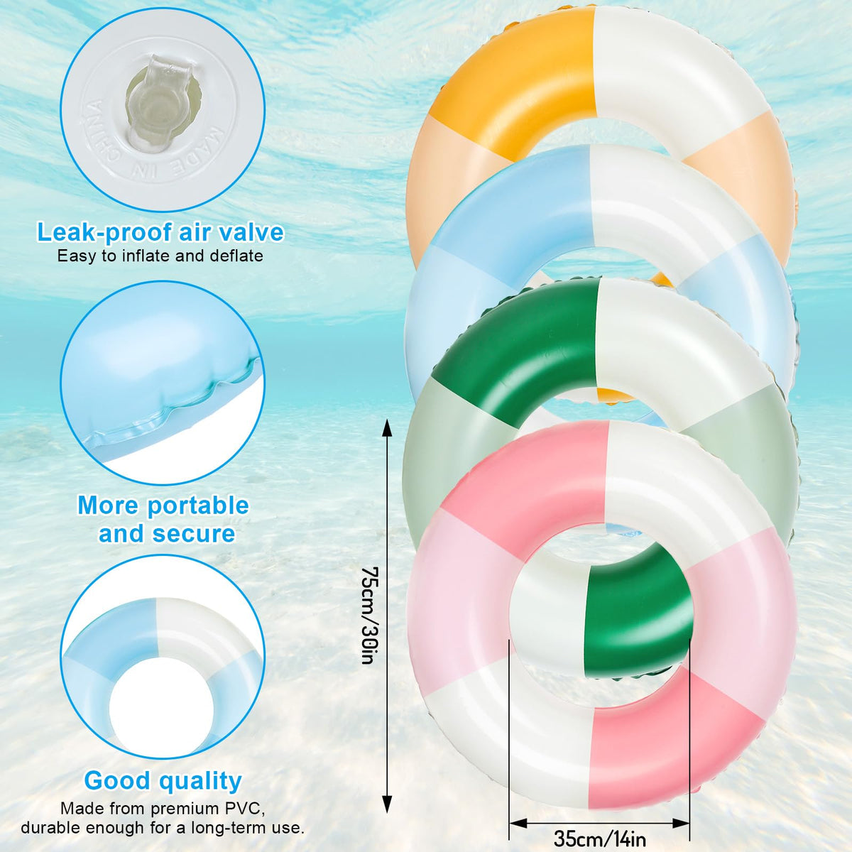 JarThenaAMCS blue striped pool float ideal for lively pool parties
