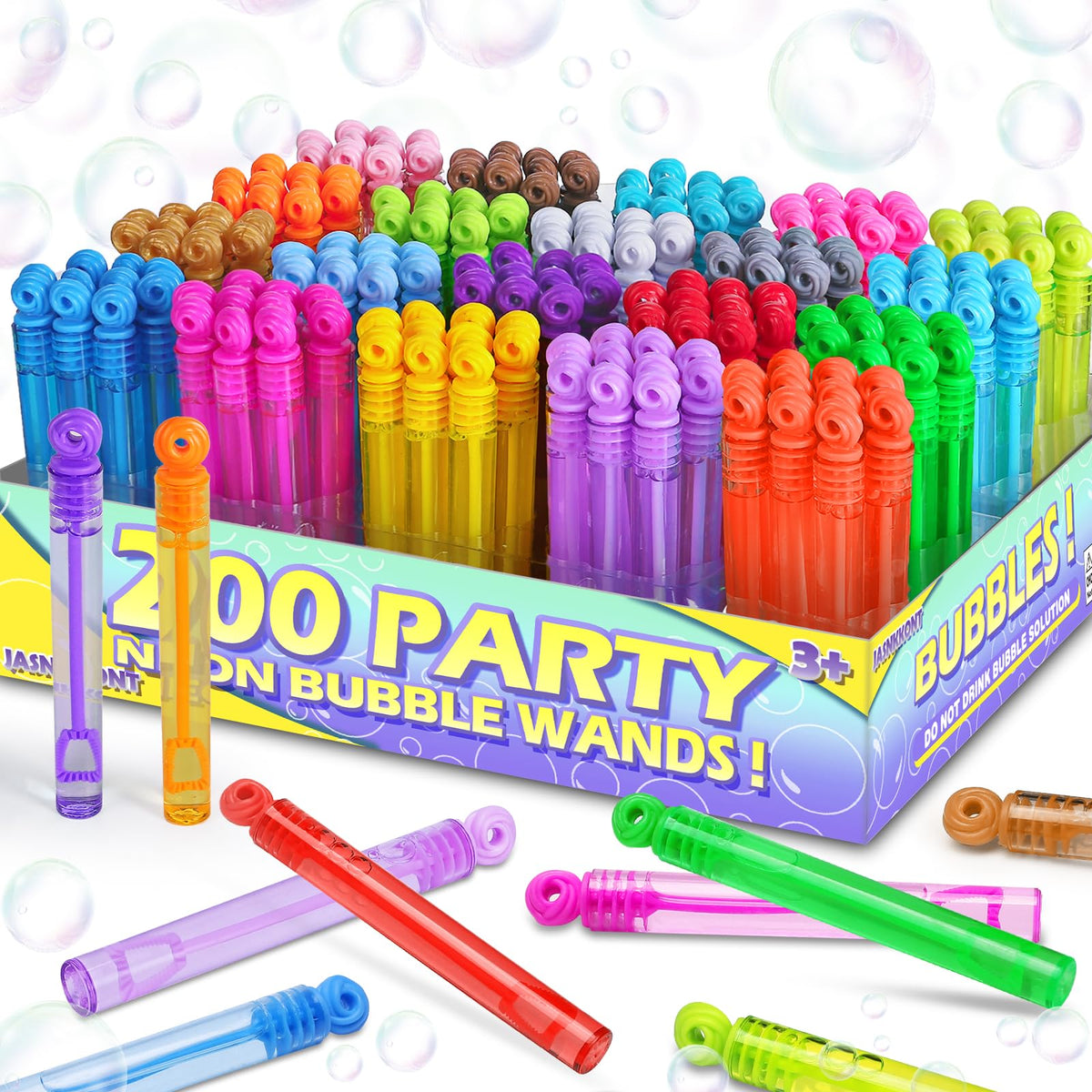 JASNKKONT mini bubble wands in colorful bubbles for outdoor play and celebrations.
