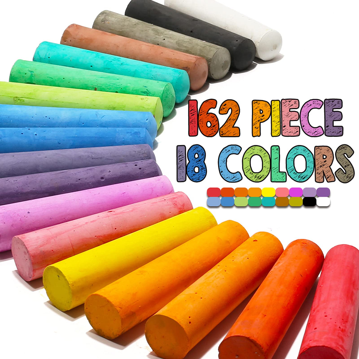 JASNKKONT sidewalk chalk for kids; big colors ideal for outdoor play.