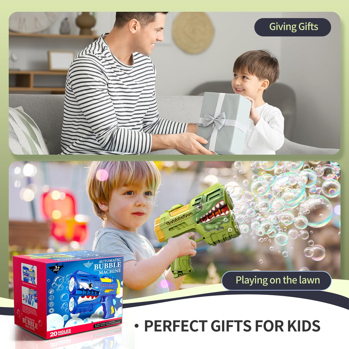 Jasny packaging box highlights a complete gift-ready bubble toy set.