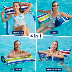 Jasonwell 4in1-lounge-hammock-saddle-drifter offers four setups for water relaxation.