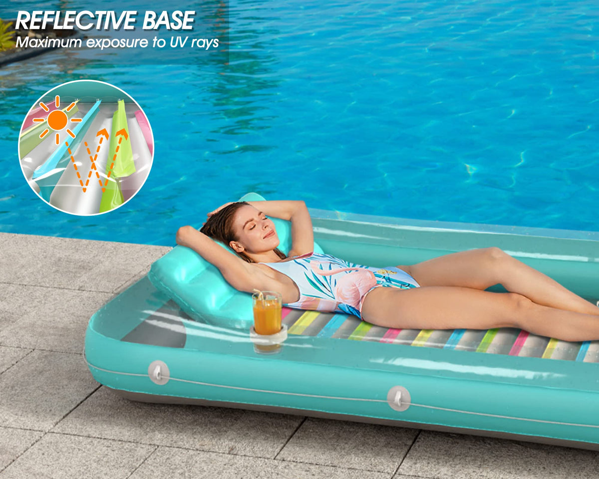 Jasonwell tanning mat on water for cooling sunbathing while floating.