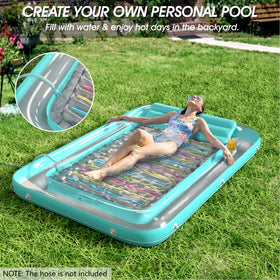 Jasonwell all-in-one tanning mat showcases versatile use for pool, lake, or backyard.
