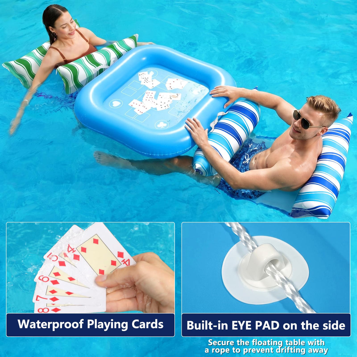 Jasonwell two buoyant pillows support head and feet.