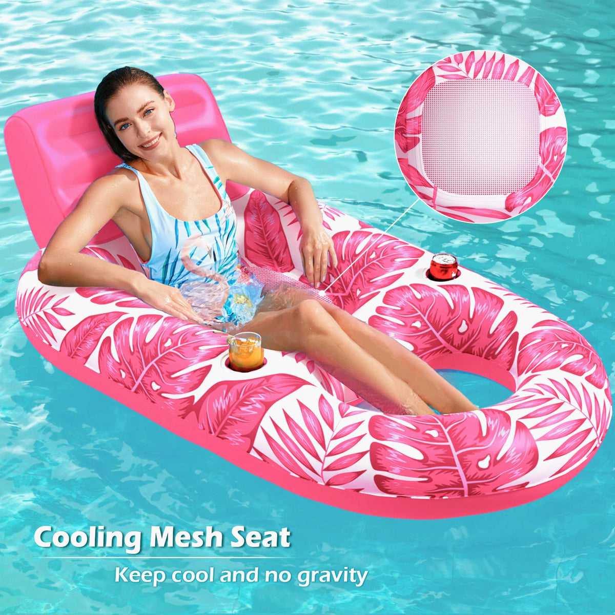 Jasonwell cooling mesh seat pool float helps you stay cool while relaxing.