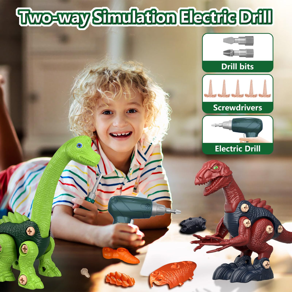 Jasonwell Parasaurolophus build set promotes color recognition and problem-solving skills.