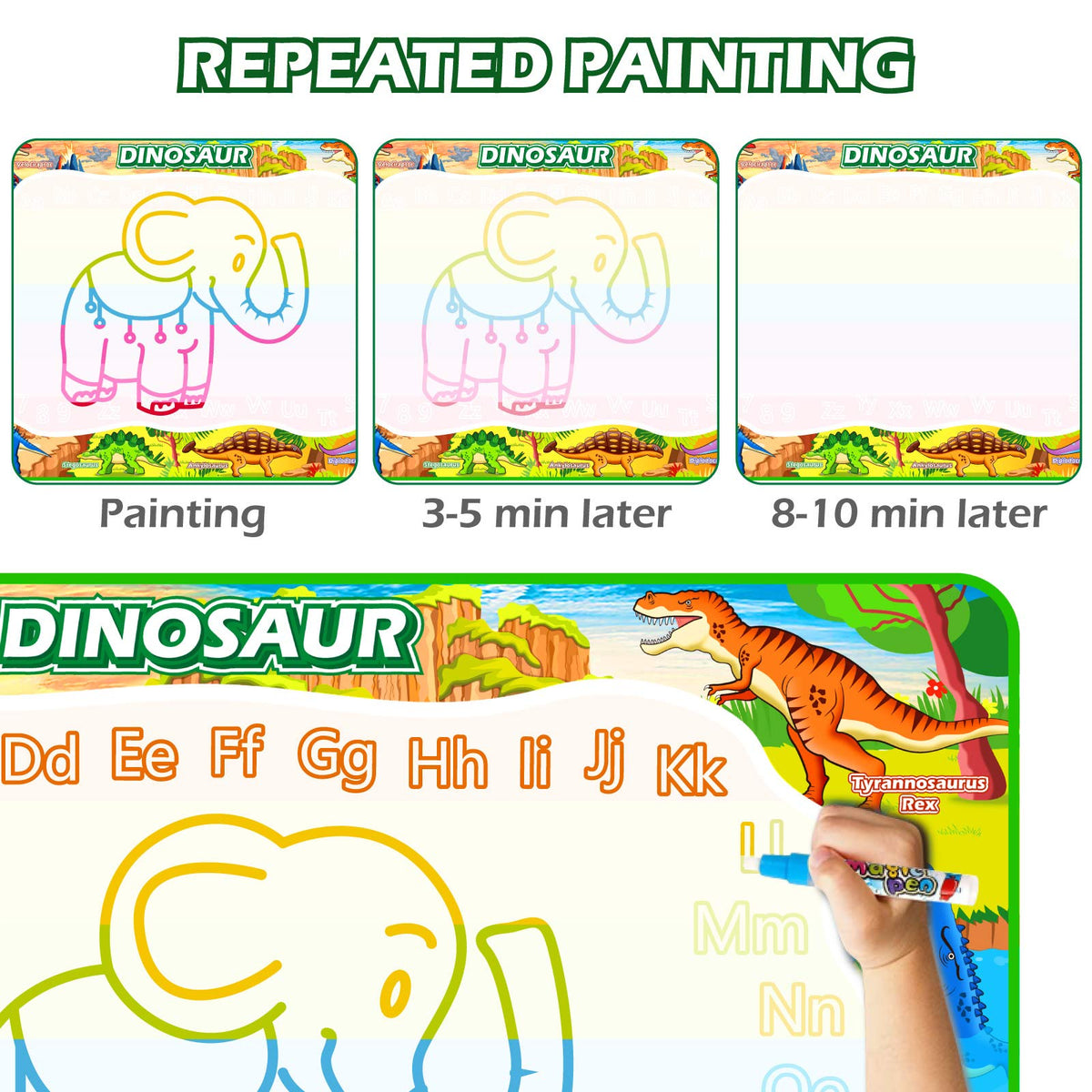 Jasonwell dinosaur-themed doodle mat with templates boosts imaginative play.