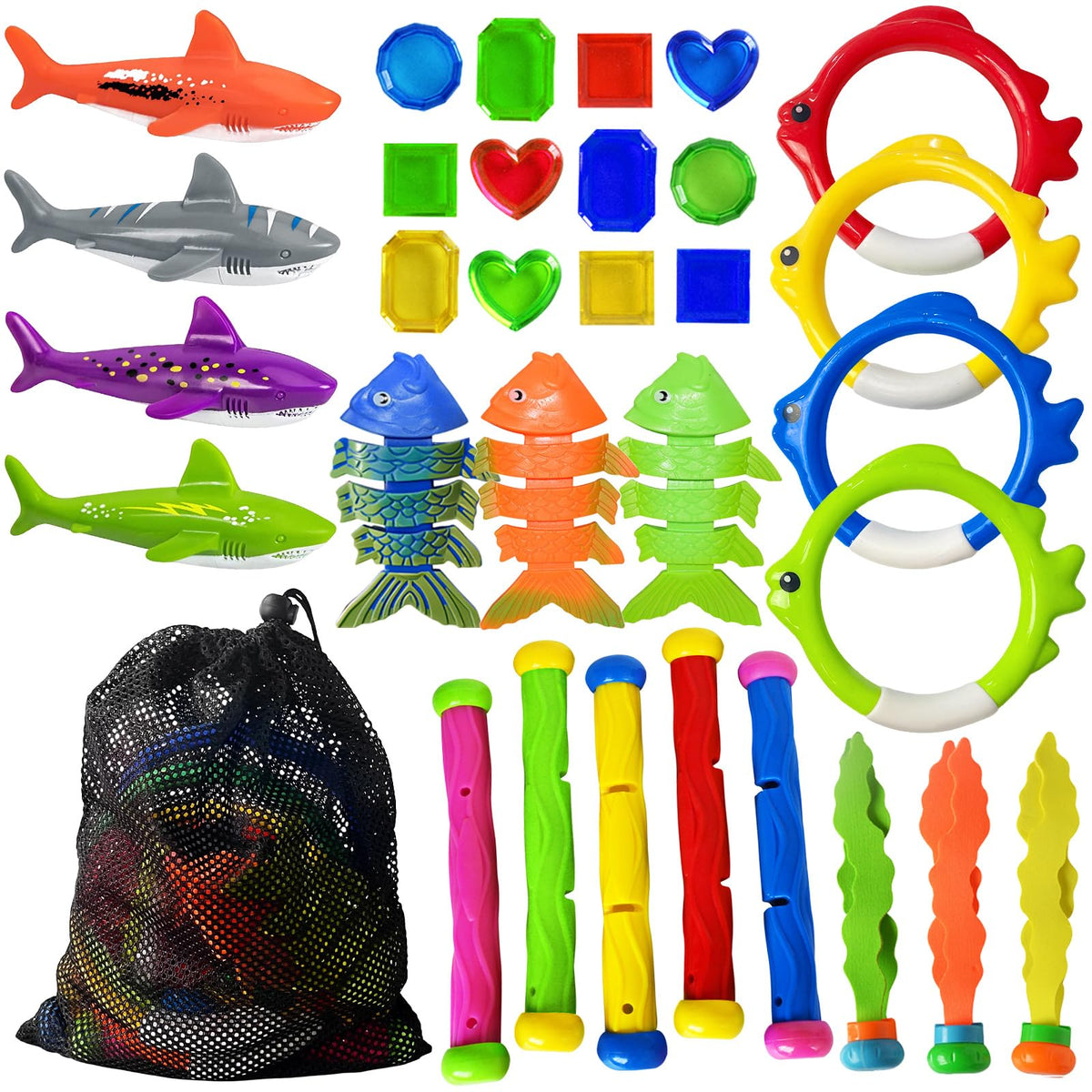 Jasonwell diving rings sink for engaging pool treasure hunts and skill practice.