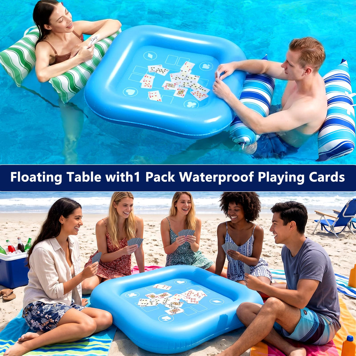 Jasonwell floating table beside the lounger keeps drinks within reach.