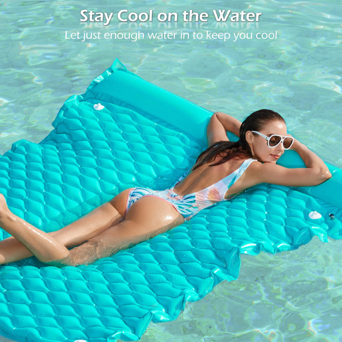 Jasonwell giant pool floatie keeps you near the surface for cooling water fun.