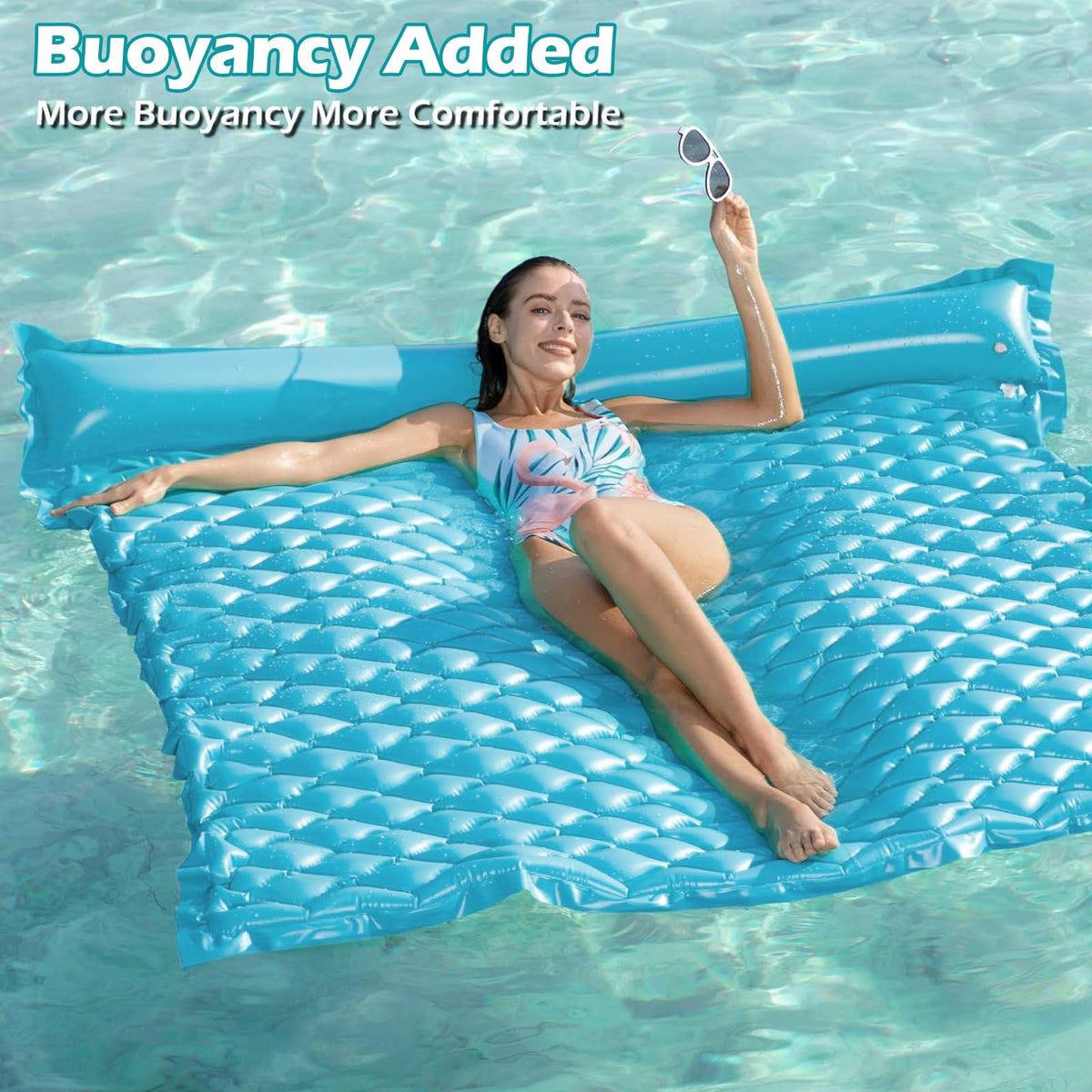 Jasonwell inflatable lounger with pillow offering comfortable sunbathing and head support