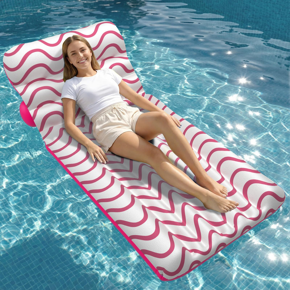 Jasonwell inflatable pool float with adjustable backrest for customizable comfort.