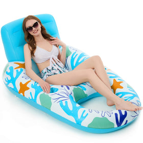 Jasonwell inflatable pool float with backrest for comfortable lounging