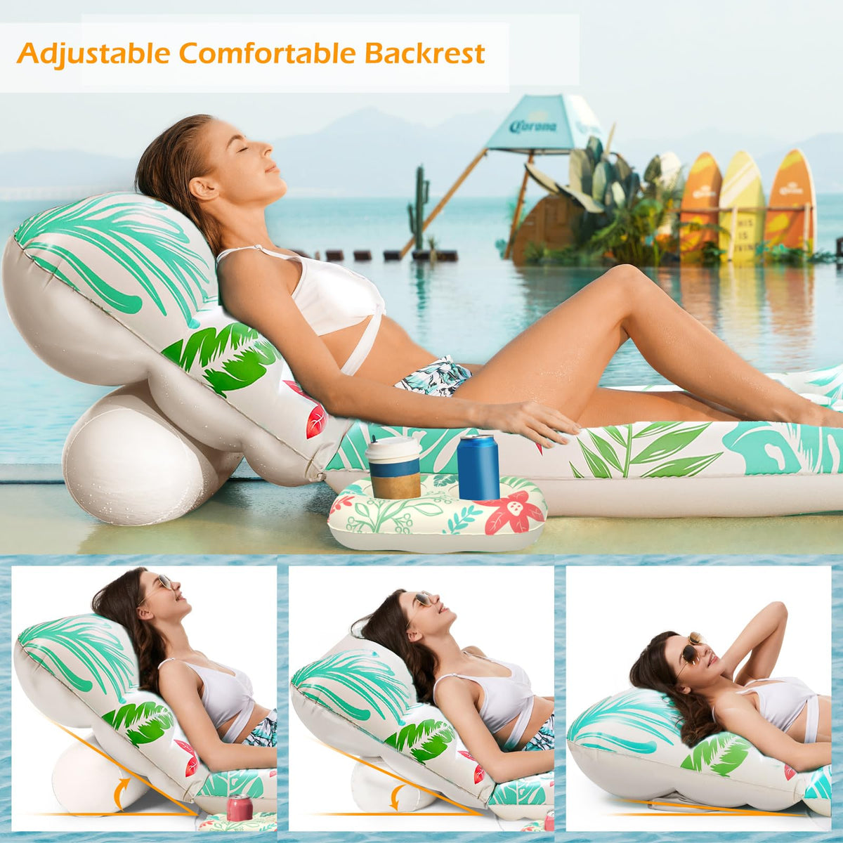 Jasonwell pool float with built in cup holders keeping drinks within reach