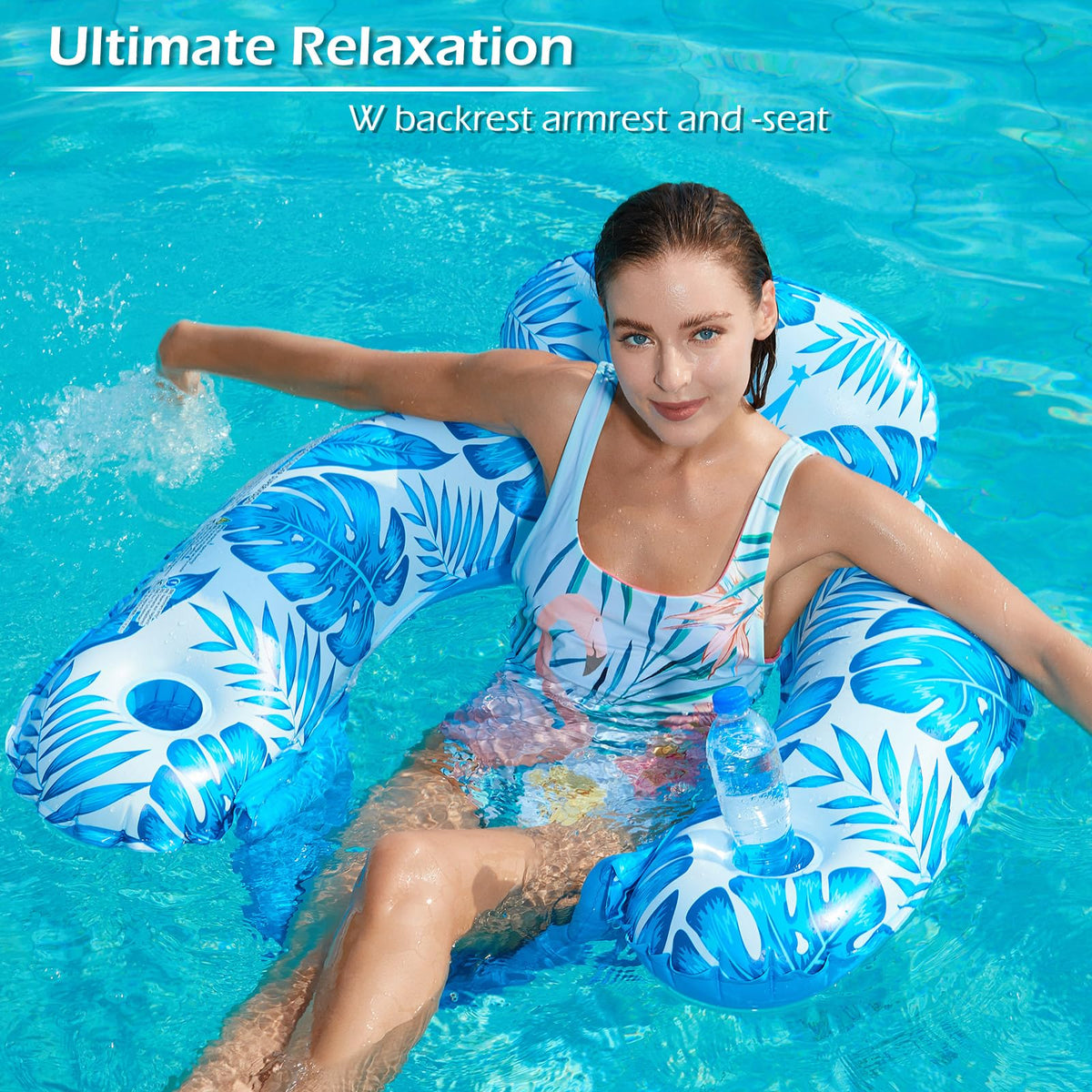Jasonwell inflatable pool float chair pack side view showing sturdy backrest and easy entry.