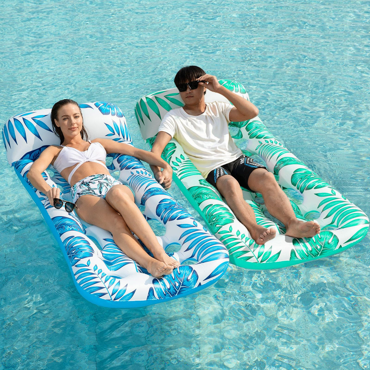Jasonwell inflatable pool float lounge with headrest for relaxing on water.