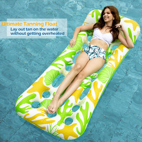 Jasonwell Inflatable Pool Float Lounge pad eye connectors link floats for group fun