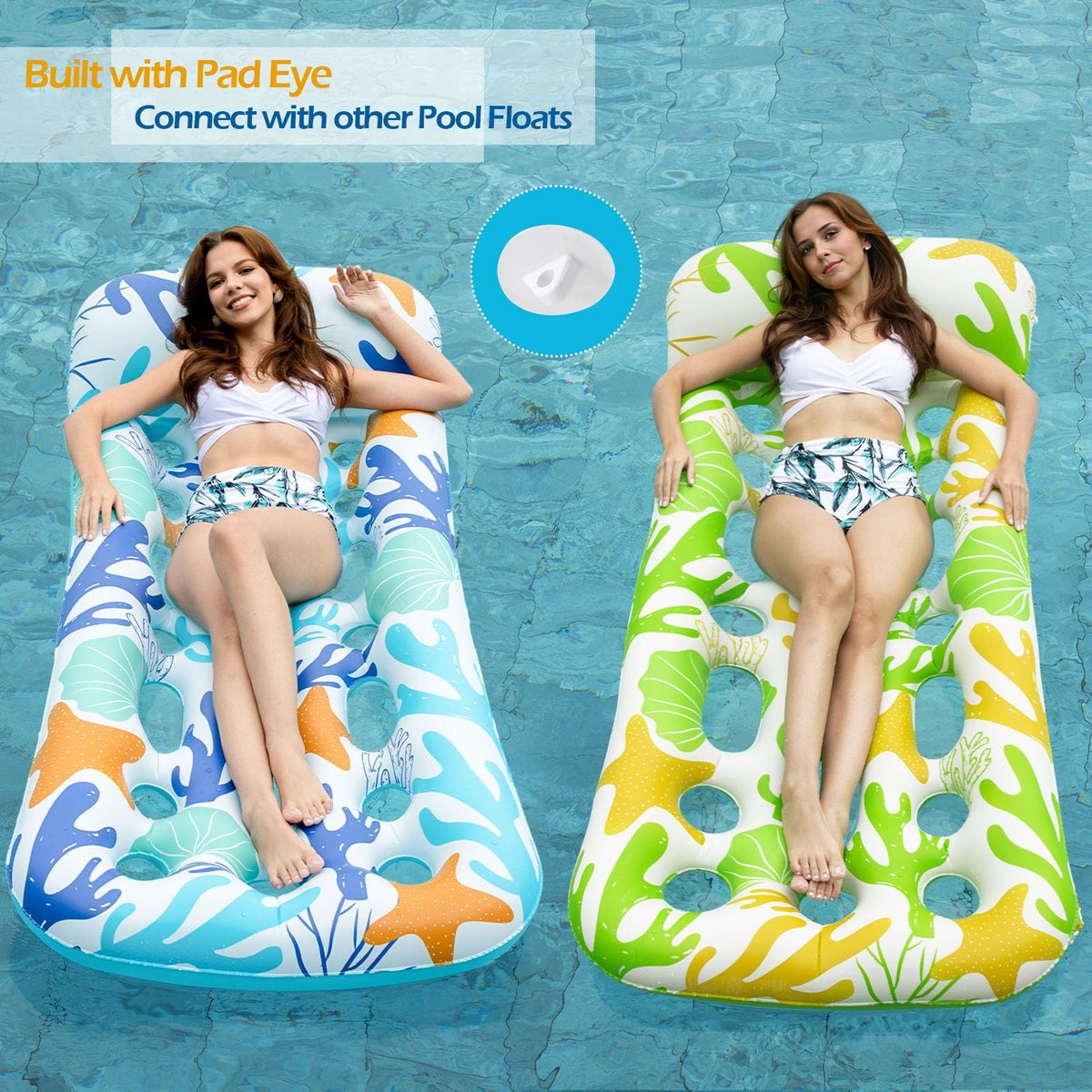 Jasonwell Inflatable Pool Float Lounge side view built for added stability
