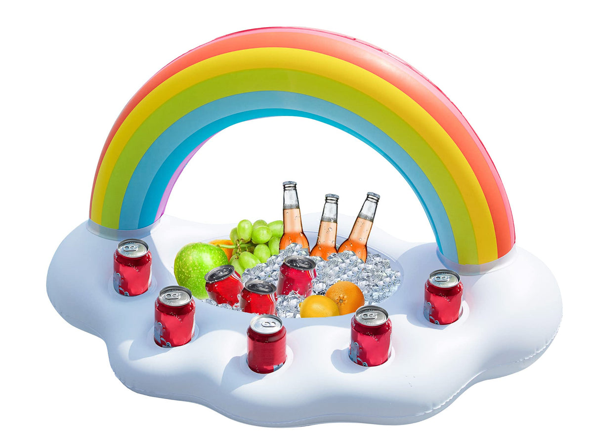 Jasonwell inflatable pool cooler with rainbow cloud design for quick drinks by the pool.