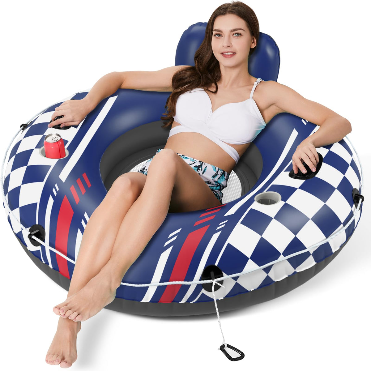 Jasonwell inflatable river tube with backrest for comfortable lounging on the water.