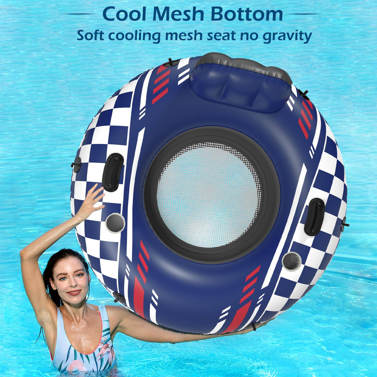 Jasonwell river tube includes grab handles and rope for easy control.