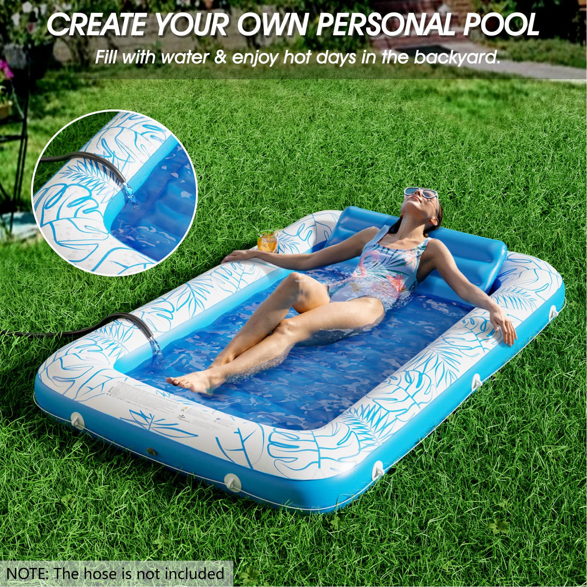 Jasonwell inflatable tanning pool mat provides cooling water while you relax.