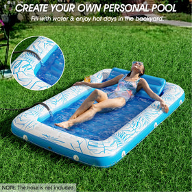 Jasonwell inflatable tanning pool mat provides cooling water while you relax.