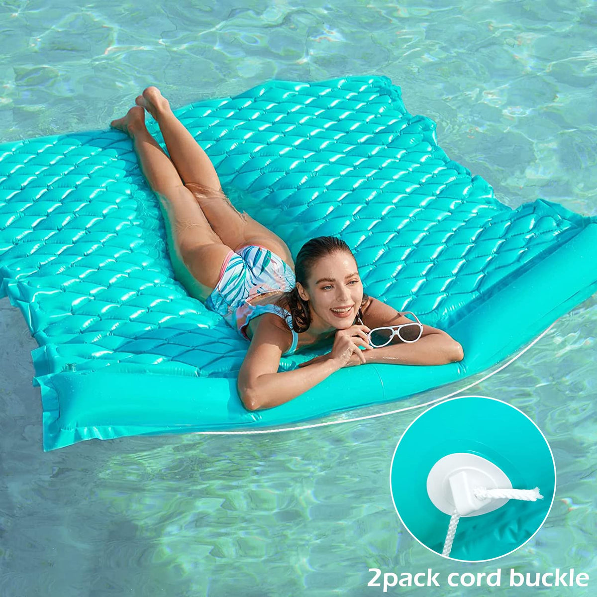 Jasonwell inflatable water mat folds flat for easy storage and transport.