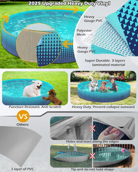 Jasonwell kiddie pool close-up highlights durable three-layer vinyl for long-lasting use