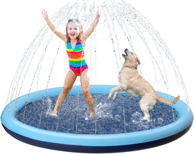 Jasonwell Kids Splash Pad setup with easy hose hookup for quick outdoor fun.