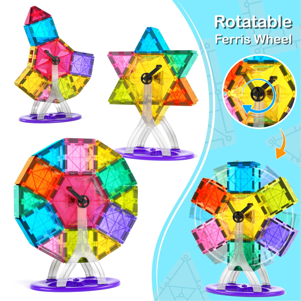 Jasonwell magnetic tiles pattern creation boosts creativity and spatial awareness