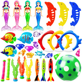 Jasonwell mermaid diving toys in a sunny pool for engaging swim practice