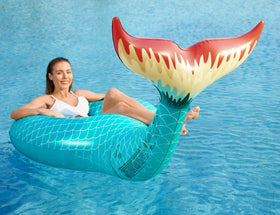 Jasonwell mermaid tail pool float features easy-deflate valves for quick packing.