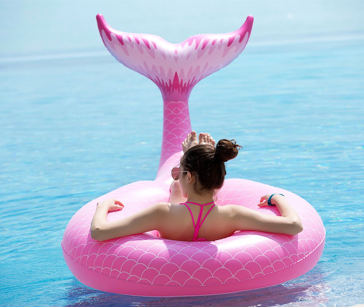 Jasonwell mermaid-tail pool float pink for relaxed pool lounging.