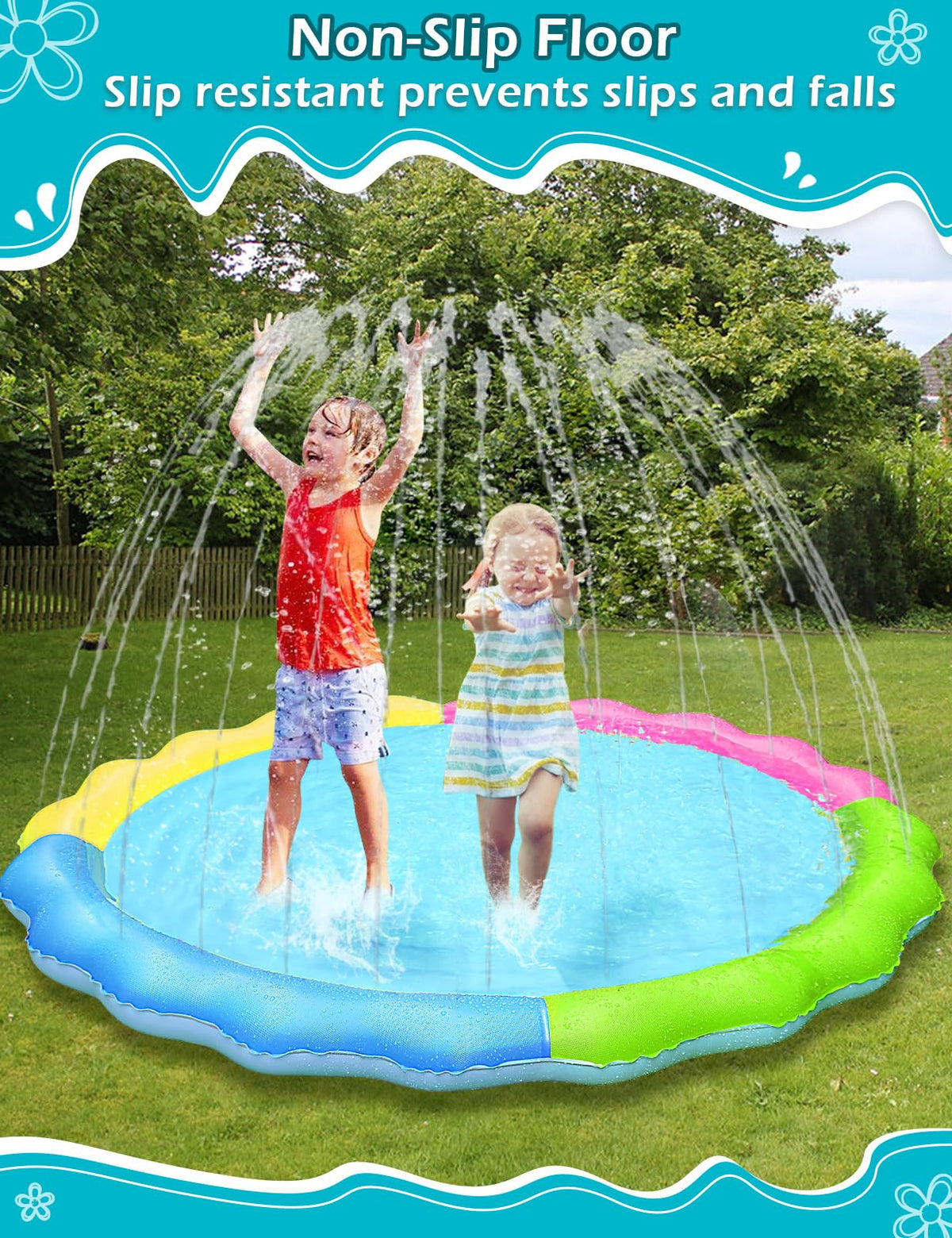 Jasonwell non-slip texture splash pad provides safer play with less slipping