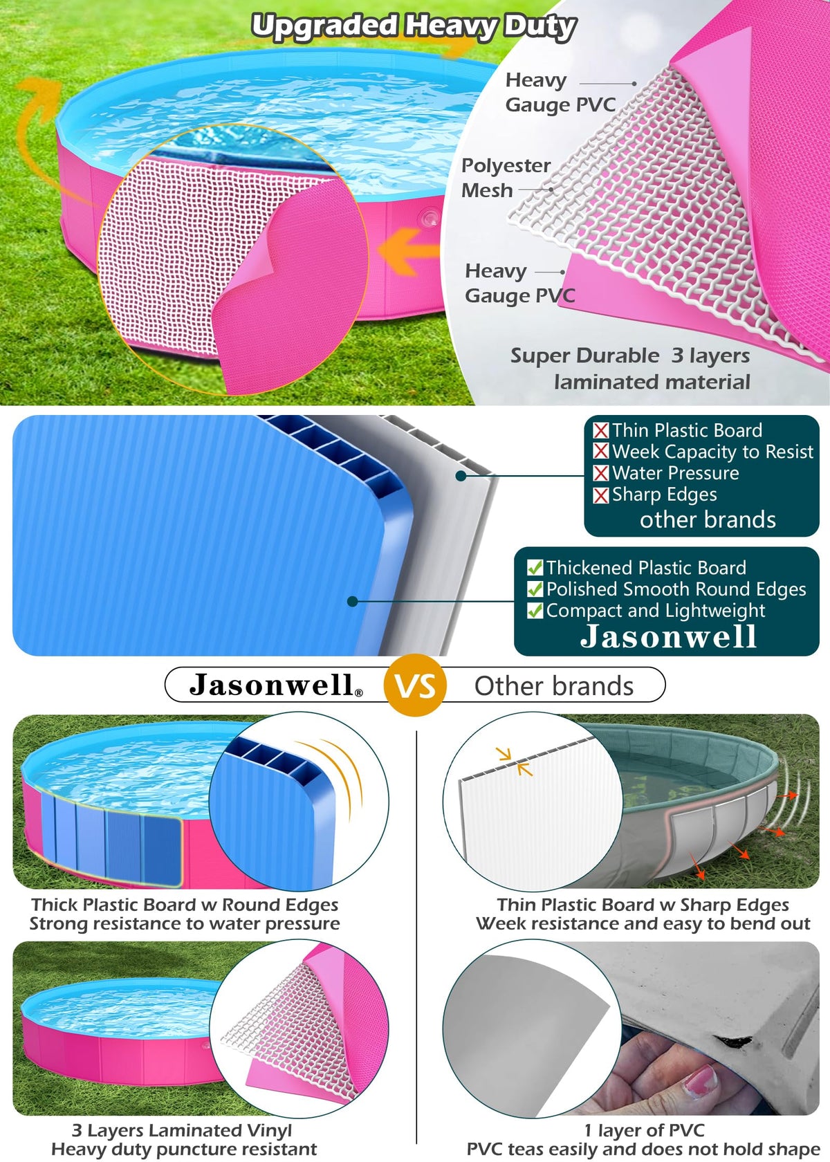 Jasonwell non-toxic vinyl offers durability for kid-friendly water play.