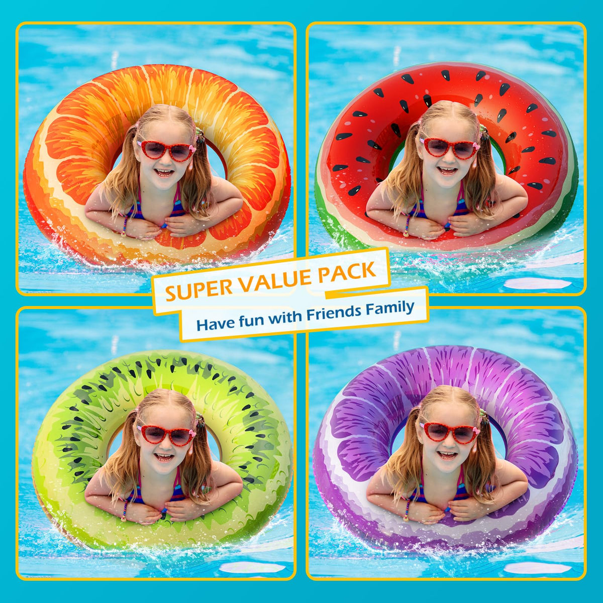 Jasonwell orange pool float adds bright pool party flair.
