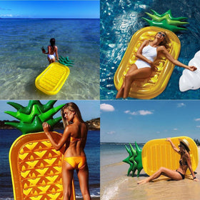 Jasonwell Pineapple pool float in use; perfect for poolside parties and lounging.