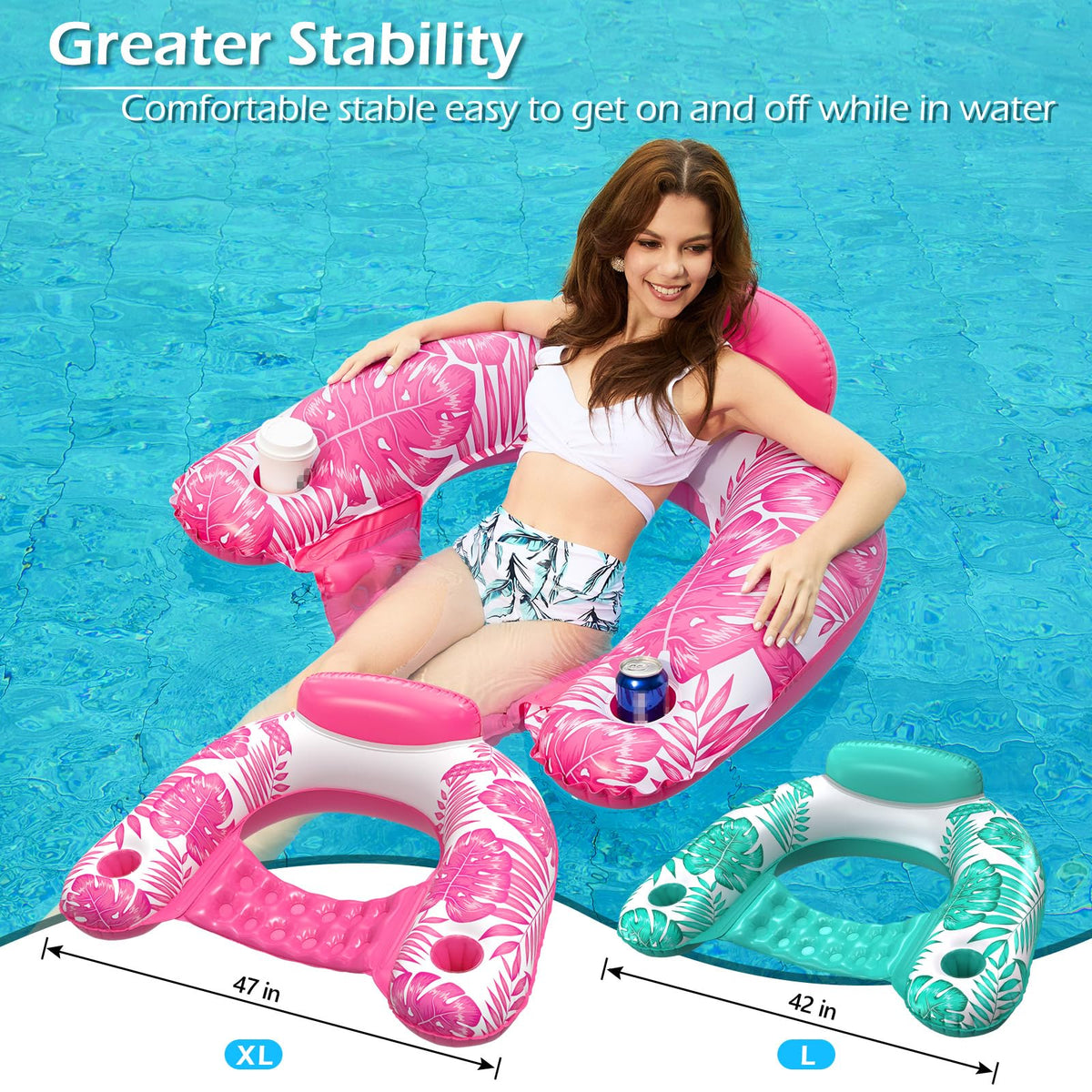 Jasonwell pool float chair premium vinyl, durable and reliable, supports up to 300 pounds.