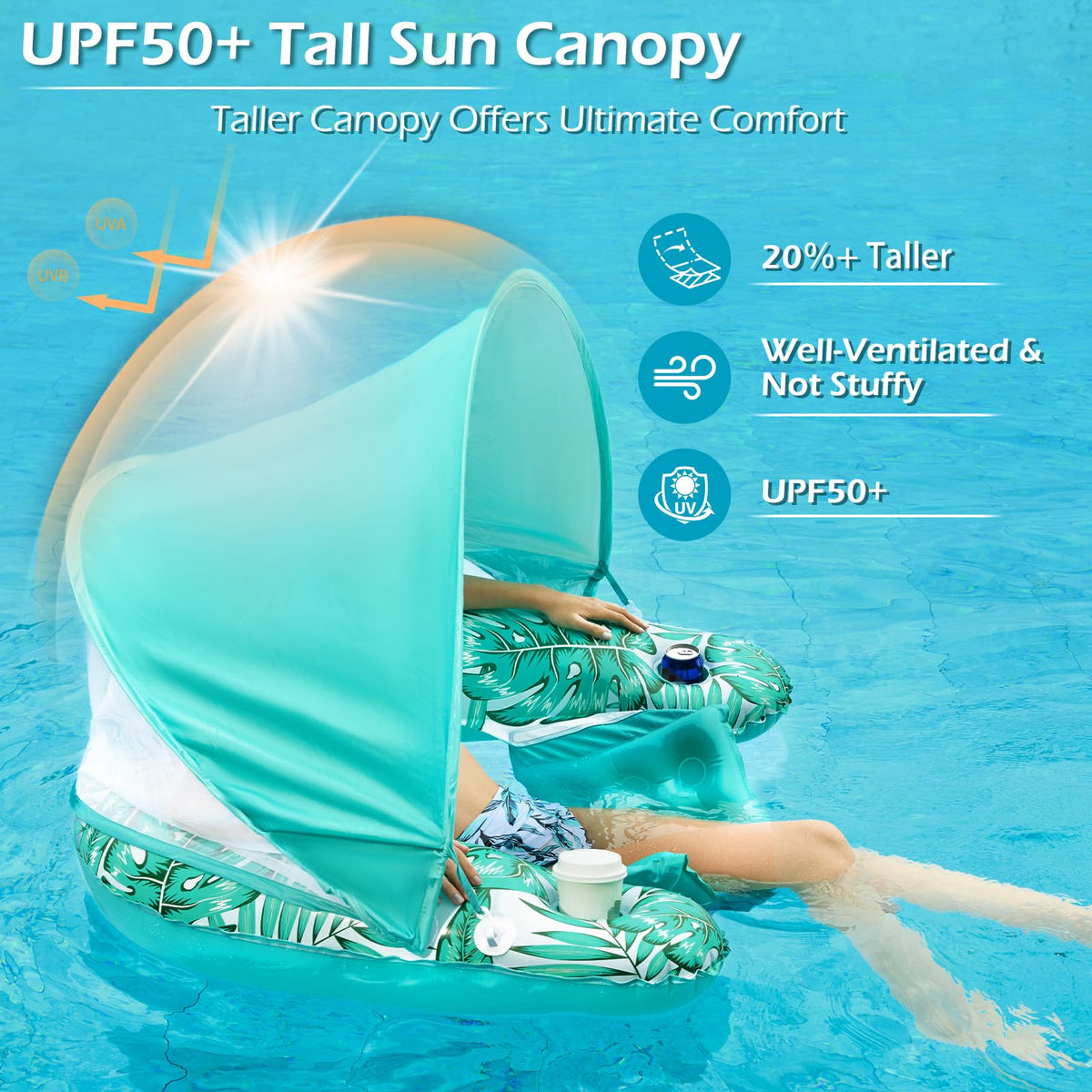 Jasonwell sling-seat float with backrest supports long, comfortable lounging sessions.