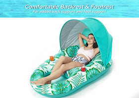 Jasonwell pool float with canopy backrest promotes comfortable, hour-long lounging.