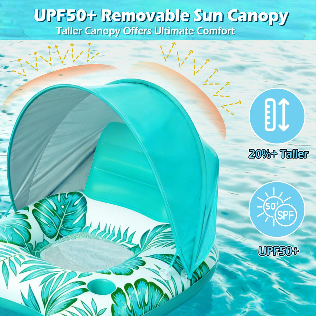Jasonwell pool float with canopy cooling mesh seat keeps you cool.