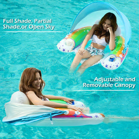 Jasonwell pool float with canopy - side profile shows sturdy design